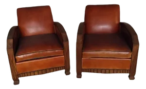 Set of Art Deco Club Chairs in Leather