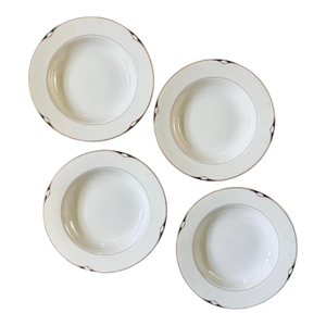 1960s Set Up of Four (4) Vintage Designer Oscar De La Renta 8.5” Bowls in Aegean Pattern | Black and Gold | Beachy | Seashell