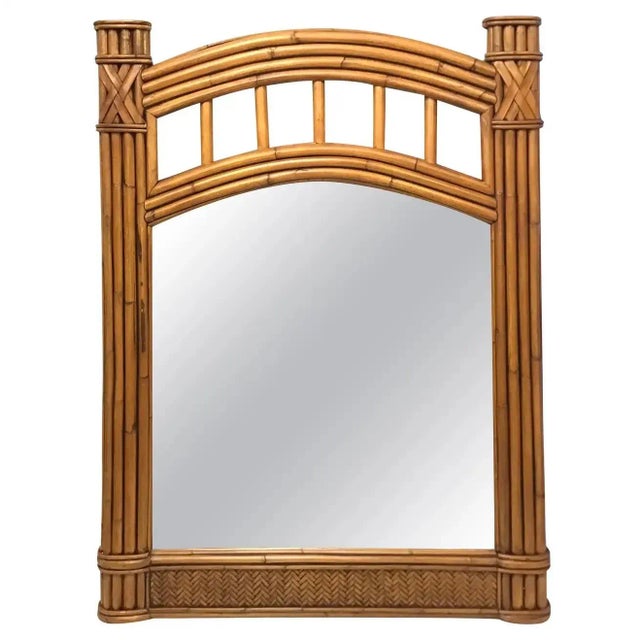Brown Large Architectural Bamboo Mirror For Sale - Image 8 of 8