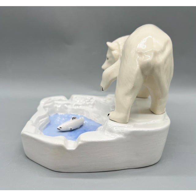 1970's Ceramic Polar Bear and Fish Vide Poche / Catchall Dish For Sale In Houston - Image 6 of 12