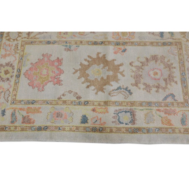 Modern Early 21st Century Multicolor Handwoven Turkish Oushak Rug 3'3" X 5'6" For Sale - Image 3 of 8