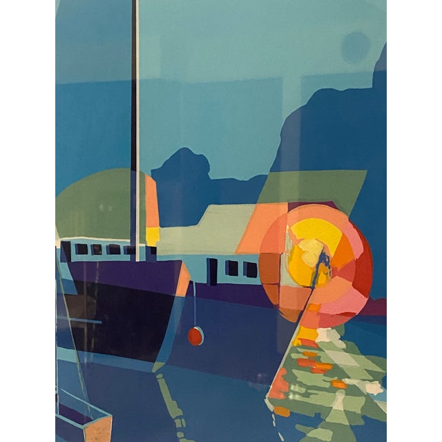 Beautiful pop of color in a minimalist composition, matted and framed professionally behind glass. Signed and numbered,...