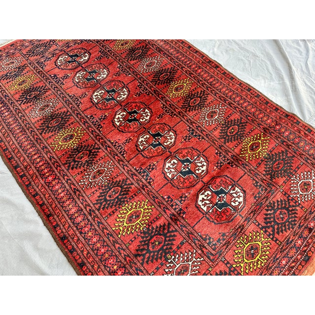 Antique Red Bukhara Hand-Knotted Wool Runner - 6'3" X 3'9" For Sale - Image 9 of 15