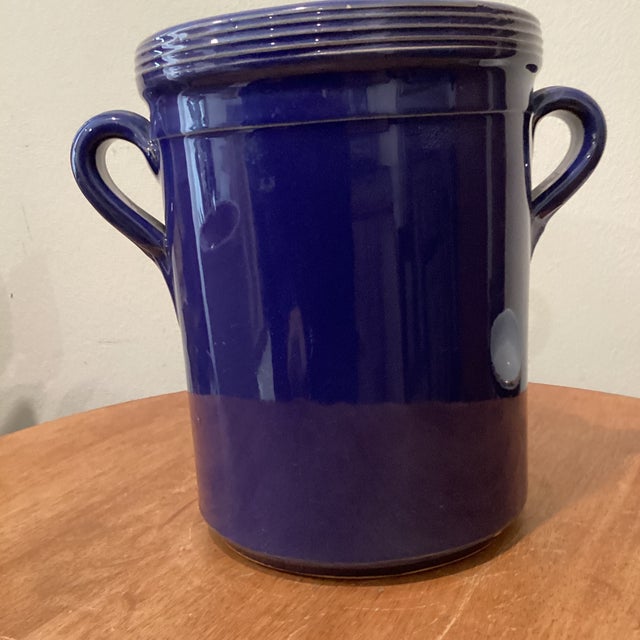Vintage Original Italian Ceramic Blue Glazed Wine Cooler Handmade by Habitat For Sale - Image 10 of 12