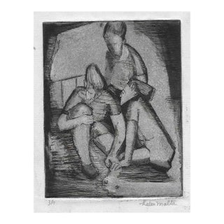 1930s Helen Malta Shooting Marbles Etching For Sale