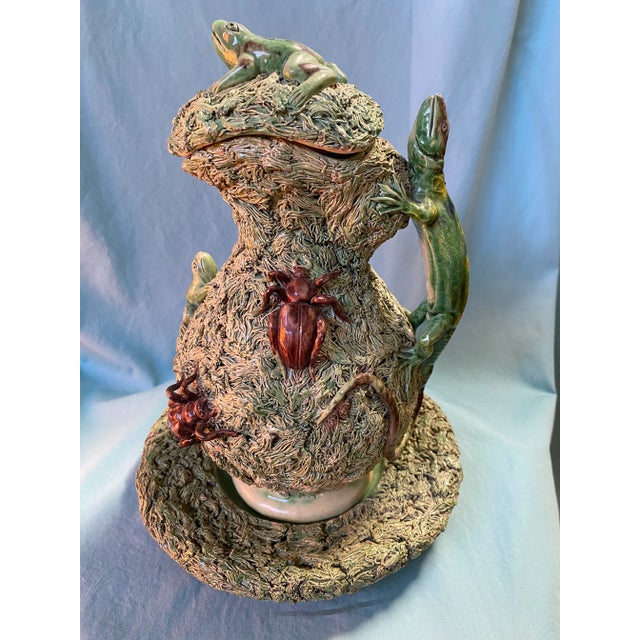 19th Century Mafra Palissy Ewer With Cover and Tray For Sale - Image 10 of 10