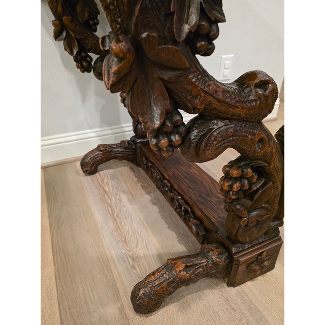 19th Century Rustic Black Forest Highly Carved Wooden Server Console Table For Sale In Dallas - Image 6 of 18