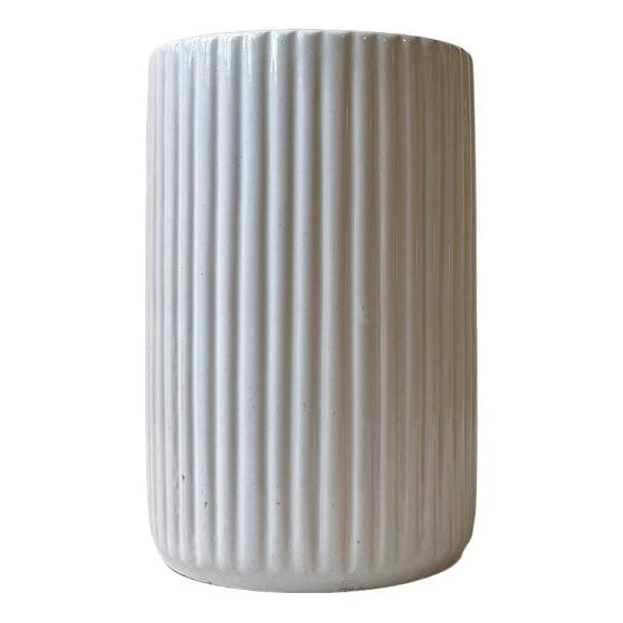 Art Deco Fluted White Ceramic Vase by L. Hjorth, 1940s For Sale - Image 10 of 10