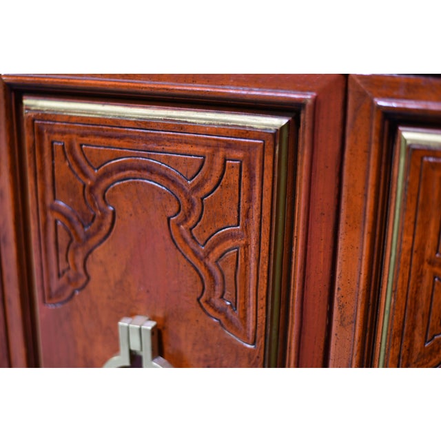 1970s Campaign Chinoiserie Credenza With Double-Ring Hardware Huntley by Thomasville For Sale - Image 10 of 13