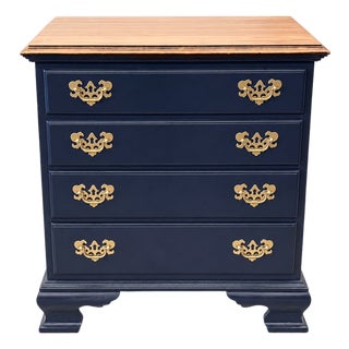 Mid 20th Century Ethan Allen Navy Blue Painted Four-Drawer Chest For Sale
