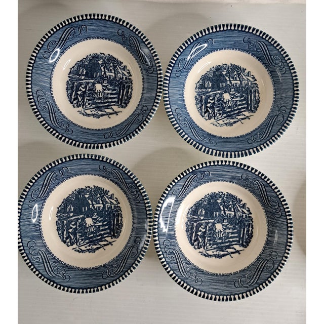Vintage Currier & Ives Royal “The Old Farm Gate” 5 5/8" Fruit Dessert Bowls - Set of 9 For Sale In West Palm - Image 6 of 12