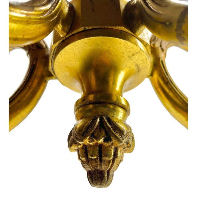 Art Deco Bronze Chandelier Details with 5 Glass Shades, 1930s For Sale - Image 15 of 18