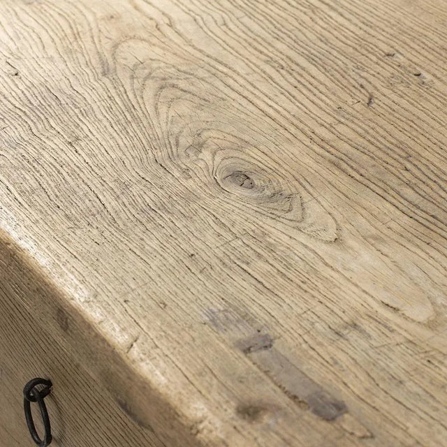 Natural Elm 2-Drawer Table, 1800s For Sale - Image 6 of 7