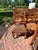 Very handsome characterful set of 10 French Country style walnut ladderback dining chairs with rush seats. Sturdy and...
