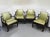 Set of four asian inspired club chairs on casters from Widdicomb Furniture, c1963. Designed with a low profile typical of...