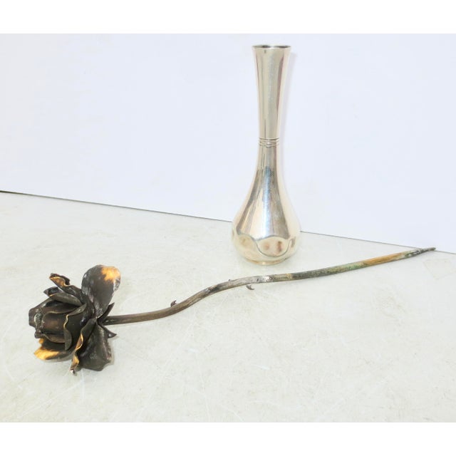 Tiffany & Co. Sterling Silver Bud Vase W Sterling Rose Circa 60's For Sale In New York - Image 6 of 6