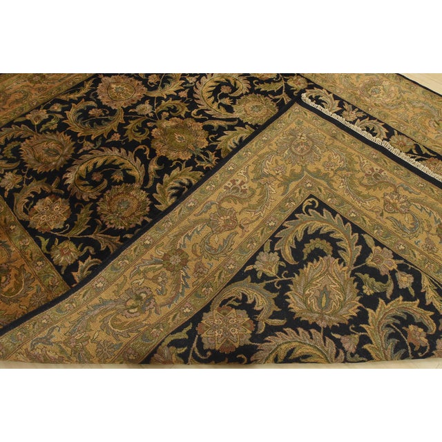 Agra Rug 8’11” X 12’1” Black Wool Traditional Hand-Knottd Oriental Carpet For Sale - Image 13 of 14