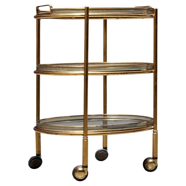 Bar Cart in Brass and Glass from Maison Jansen, France, 1960s For Sale - Image 11 of 11