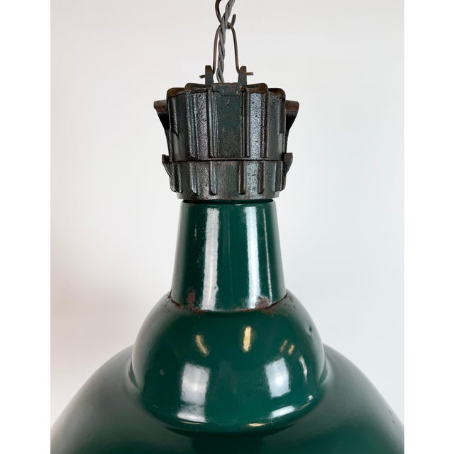 Mid-Century Modern Industrial French Petrol Enamel Pendant Lamp from Sammode, 1950s For Sale - Image 3 of 18