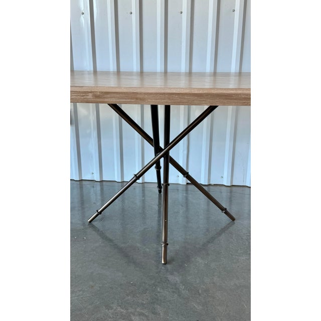 Gabby "Davenport" Cerused Mindi Wood Dining Table on Iron Faux Bamboo Base For Sale In Mobile - Image 6 of 11