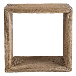 Banana Leaf Narrow Cube Side Table For Sale