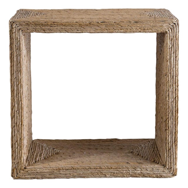 Banana Leaf Narrow Cube Side Table For Sale