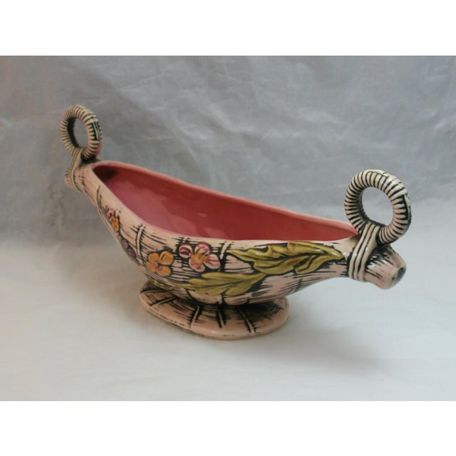 Mid Century Hull Pottery Pink Blossom Flite Centerpiece Console Bowl T-10 For Sale In West Palm - Image 6 of 9
