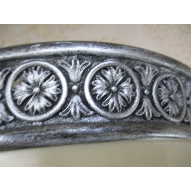 Plastic Vintage Resin Alabaster With Ornate Silver Trim Wastebasket 10" Tall For Sale - Image 7 of 8