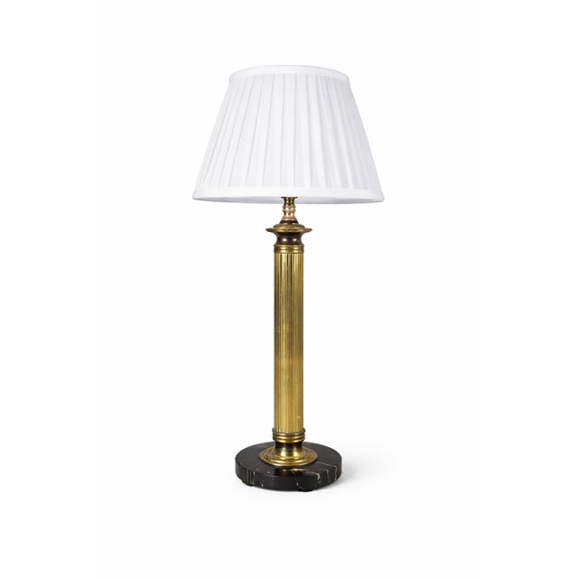 Vintage Brass Column Table Lamp with Marble Base, 1950s For Sale - Image 10 of 10