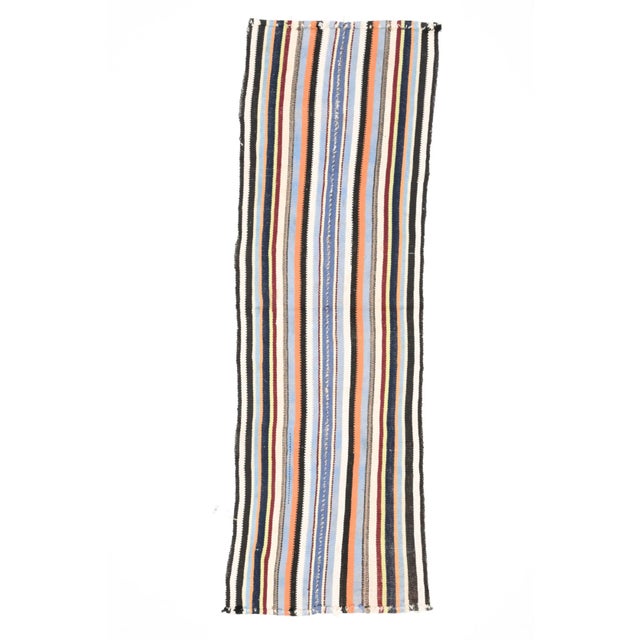 Vintage Turkish Oushak Handmade Wool Cotton Green Runner Rug For Sale - Image 11 of 11