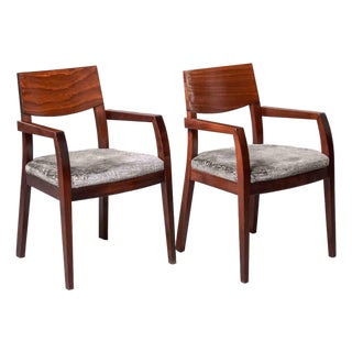 Pair of Art Deco Style Mahogany Armchairs For Sale