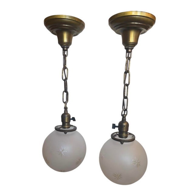 Metal Vintage Starburst Globe Light Pendants For Sale - Image 7 of 7