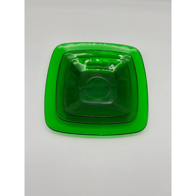 Vintage Anchor Hocking Forest Green "Charm" Pattern Luncheon Plates, Setting Set of 3, 1950s For Sale - Image 15 of 15