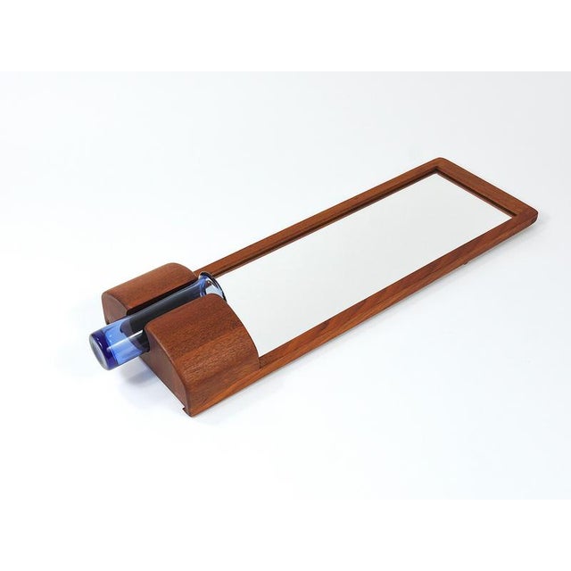Glass Vintage Danish Wall Mirror with Glass Vase, 1960s For Sale - Image 7 of 18