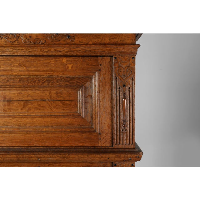17th Century Renaissance Belgian Oak Cabinet with Concealed Lock For Sale - Image 4 of 18