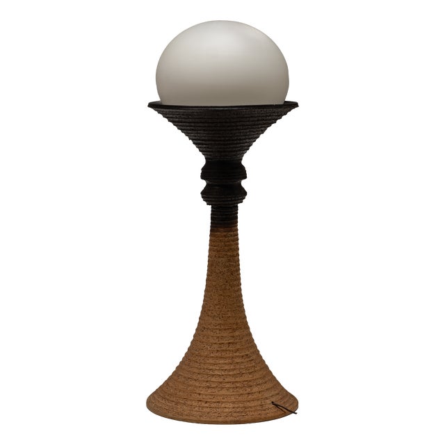 Large Earthy Ceramic and Opaline Glass Floor Lamp from Doria Leuchten, Germany, 1970s For Sale