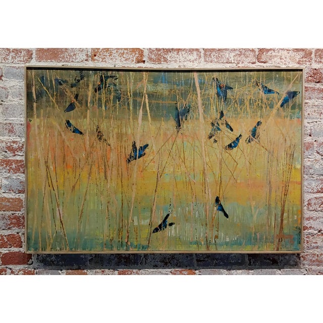Dorr Bothwell -Blackbirds feeding in a California Wildlife Refuge-1957 Oil painting California Modernist Oil painting on...