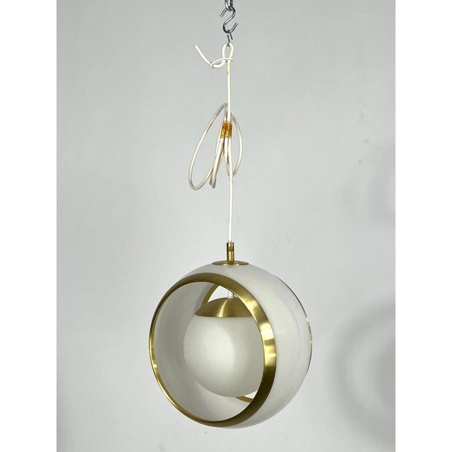 Italian Pendant in Gilded Aluminum and Opaline from Stilux Milano, 1960s For Sale - Image 10 of 11