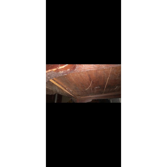 Brown Antique Stately Primitive Mexican-Style Secretarial Writing Table - Carved Solid Wood Desk With Historied Weathering For Sale - Image 8 of 8