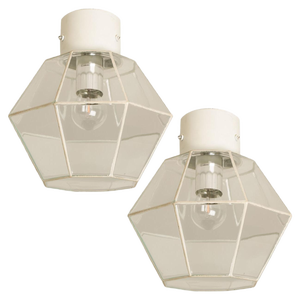 White Chrome and Clear Glass Flush Mount by Limburg, 1970