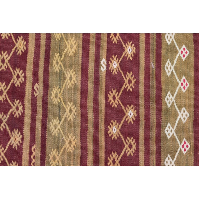 1970s Cabin Style Hand Knotted Striped Natural Oushak Kilim Rug For Sale In Sacramento - Image 6 of 13