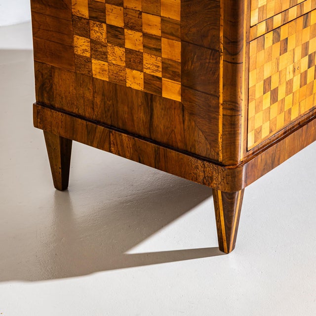 Brown Biedermeier Chest of Drawers With Checkerboard Veneer Pattern, Germany, Circa 1830 For Sale - Image 8 of 10