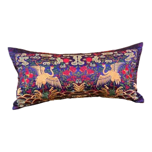 Hollywood Regency Royal Blue Asian Chinoiserie Boudoir Pillow