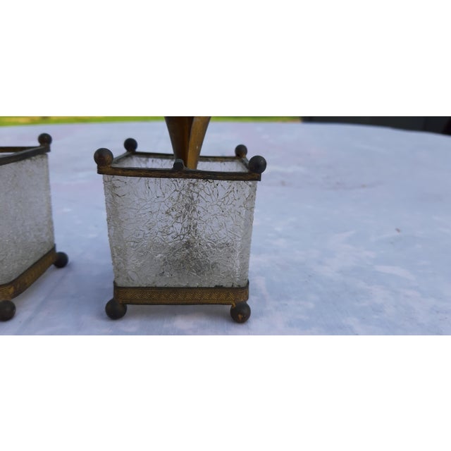 Decorative Elements in Frosted Glass and Brass, 1900, Set of 2 For Sale - Image 4 of 17
