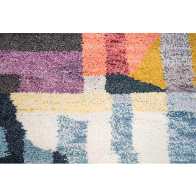 Multi-Color Hand-Knotted Moroccan Wool Rug - 9 X 12 Ft For Sale In New York - Image 6 of 11
