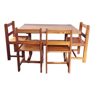 Vintage Children’s Pine Activity Table For Sale