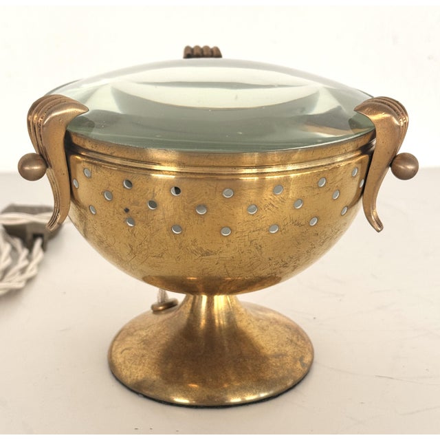Metal Vintage Italian Brass and Glass Table Lamp from Fontana Arte, 1950s For Sale - Image 7 of 18