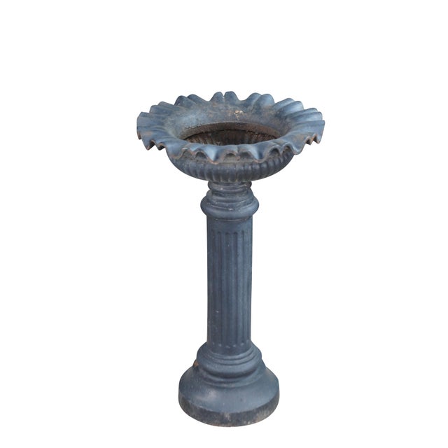 English Antique 19th C. English Cast Iron Corinthian Pedestal Urn Jardiniere Planter 28" For Sale - Image 3 of 7