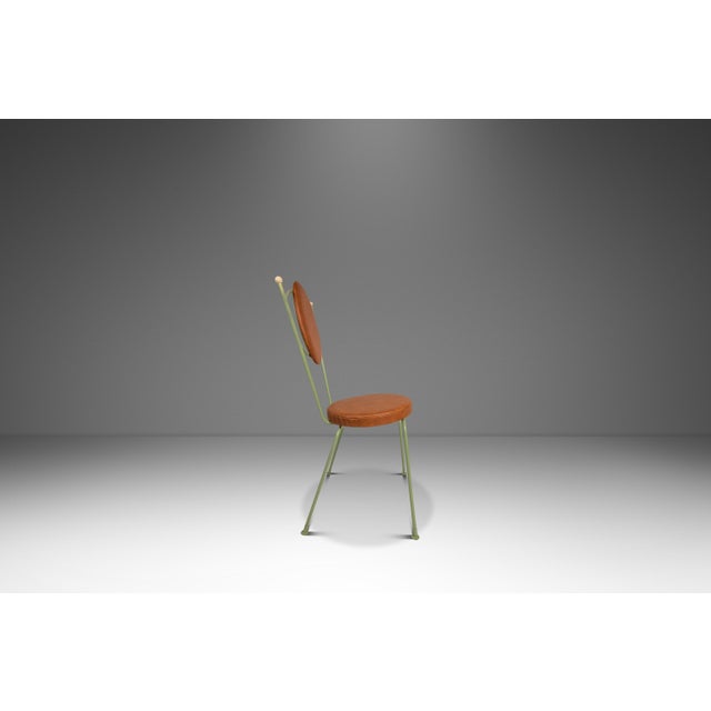 Set of Two (2) Mid-Century Modern Italian Outdoor Patio / Bistro Chairs in Wrought Iron & Vinyl, Usa, C. 1960s For Sale In Orlando - Image 6 of 18