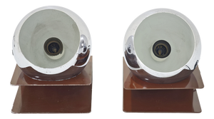 Mid-Century Modern Chromed Metal and Brown Enameled Aluminum Table Lamps, Italy, 1970s, Set of 2